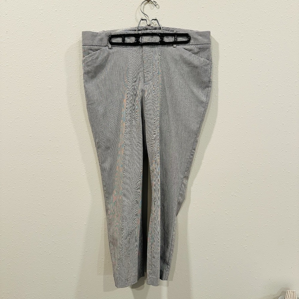 A New Day Blue/White Womens Striped Stretch Ankle Side Zip Work Pants Size 16